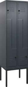 C+P Z-Spind Classic PLUS Garderobenschrank aus Stahl mit 4 Fächern, Farbe Anthrazit, H x B x T: 212 x 60 x 50 cm - Bild 1