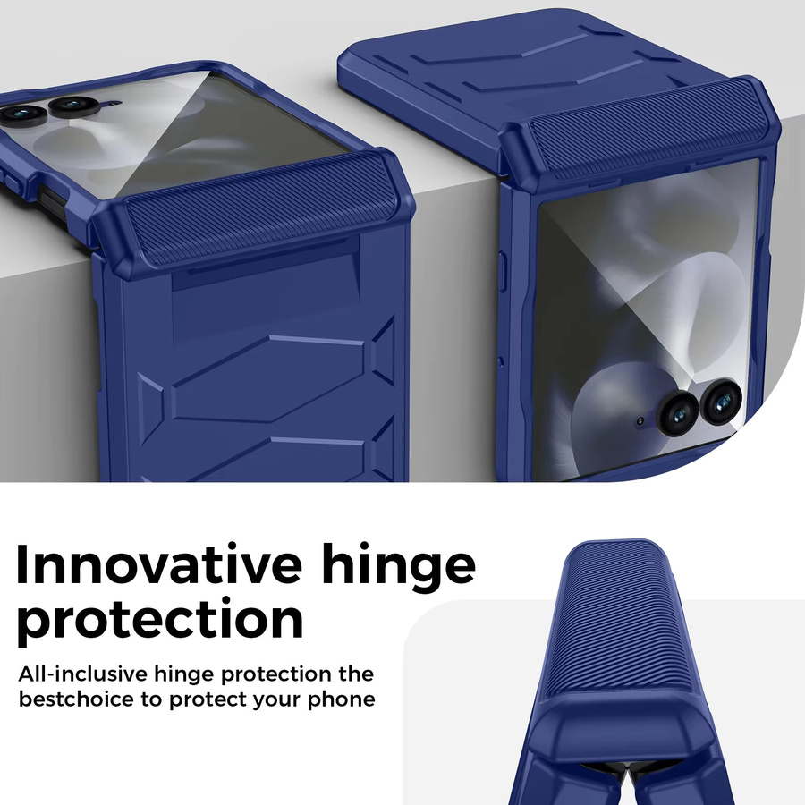 Stoßfeste Schutzhülle für Motorola MOTO Razr 50/60 mit Scharnierschutz und rutschfester Textur in Blau - Bild 6