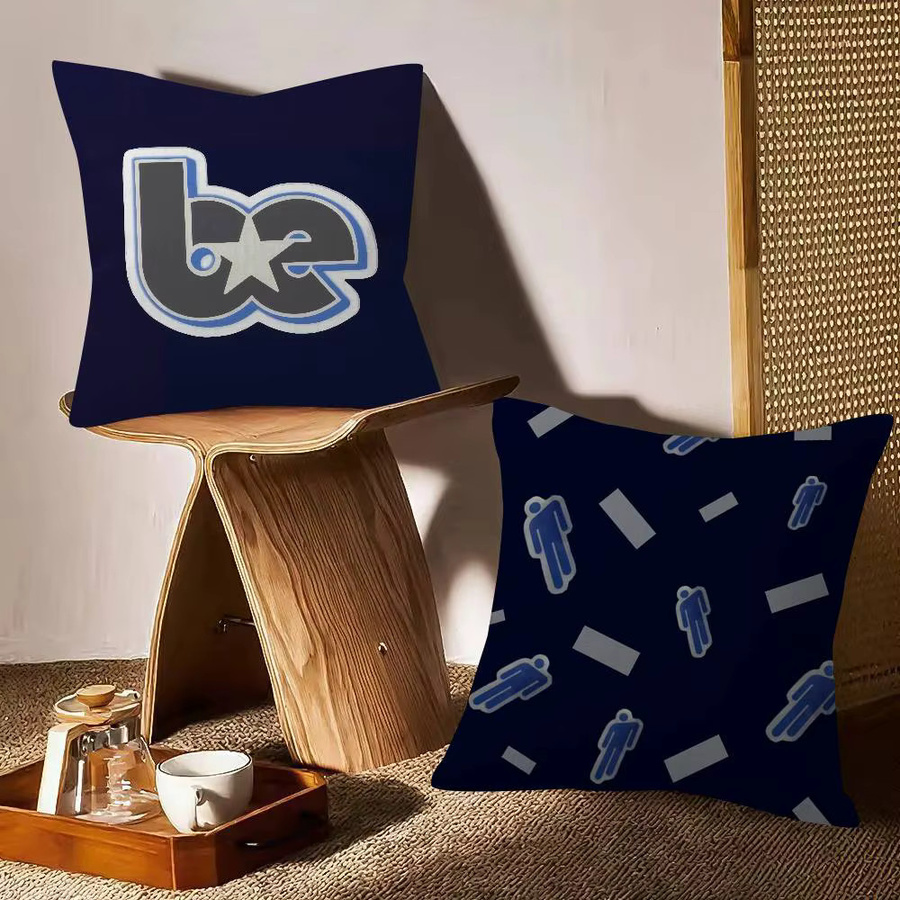 Billie Eilish Cartoon Kissenbezug aus kurzem Plüsch in Blau, quadratisch, doppelseitig bedruckt - Bild 4