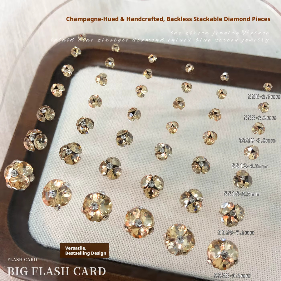 YYM Nagelrhinestone-Kugeln, Champagner, Glänzend, 10 Stück - Bild 3