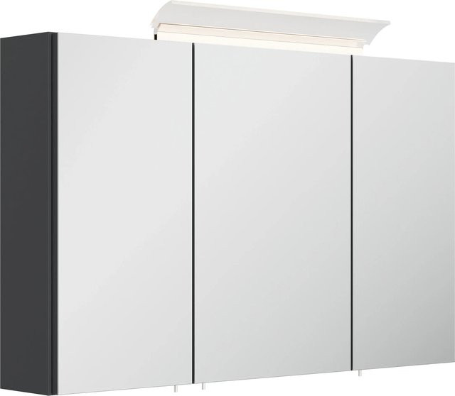 Posseik Spiegelschrank mit LED-Beleuchtung und Glasböden in Weiß Hochglanz, Breite: 120 cm - Bild 1