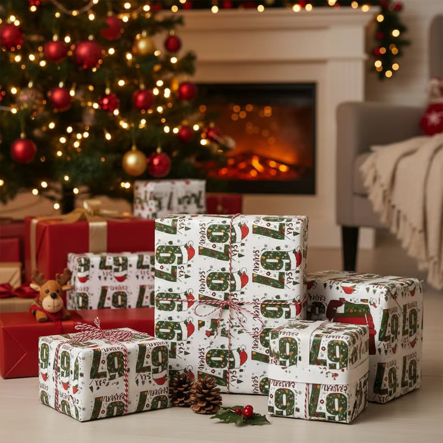 Buntes Weihnachtsgeschenkpapier für kreative Geschenke, Länge: 90 cm - Bild 2
