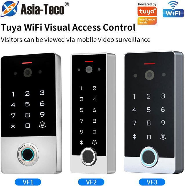 Asia-Teco Video-Gegensprechanlage mit WLAN, Fingerabdruck-Zugangskontrolle und Tastatur-Türöffner zur Steuerung über die Tuya-App ohne Monitor - Bild 1