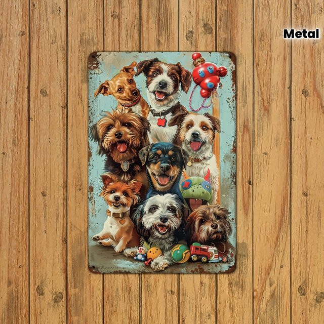 Creative Dogs Vintage-Metallschild aus Eisen als Wanddekoration mit Tiermotiv in Mehrfarbig - Bild 1