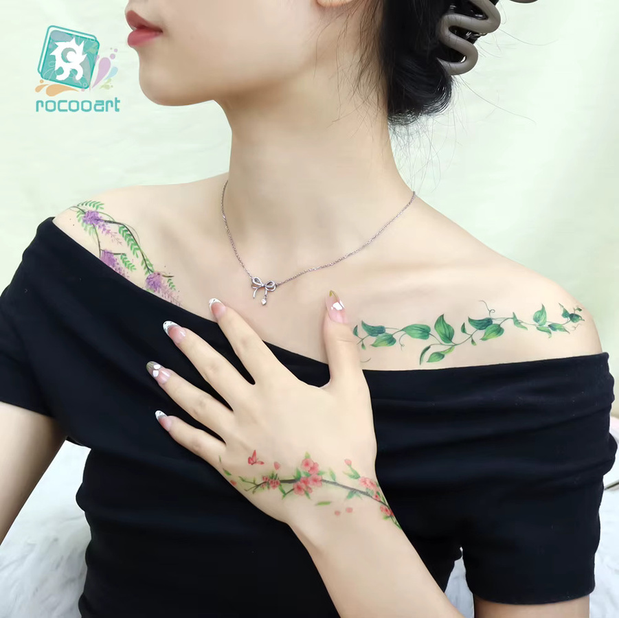 ROCOOART Temporäre Tattoos Blume, 2 Stück, Damen, Bunt - Bild 2