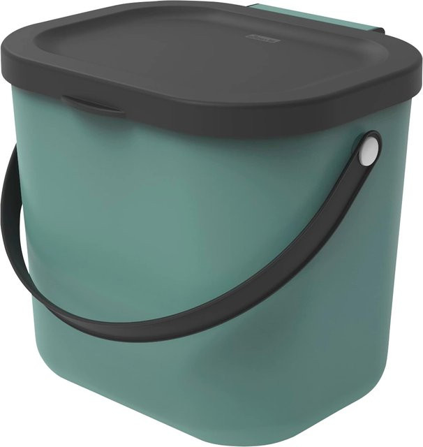 Rotho Recycling Müllsystem Albula Mülleimer mit Klappdeckel, Mistletoe Green, 6 l - Bild 1