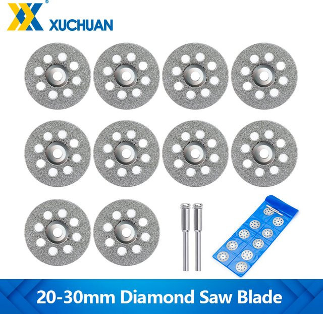 12 Stück xcan Diamant-Trennscheiben Set für Dremel-Rotationswerkzeuge mit 3 mm Dornen für Stein und Kreissägeblatt-Anwendungen - Bild 1