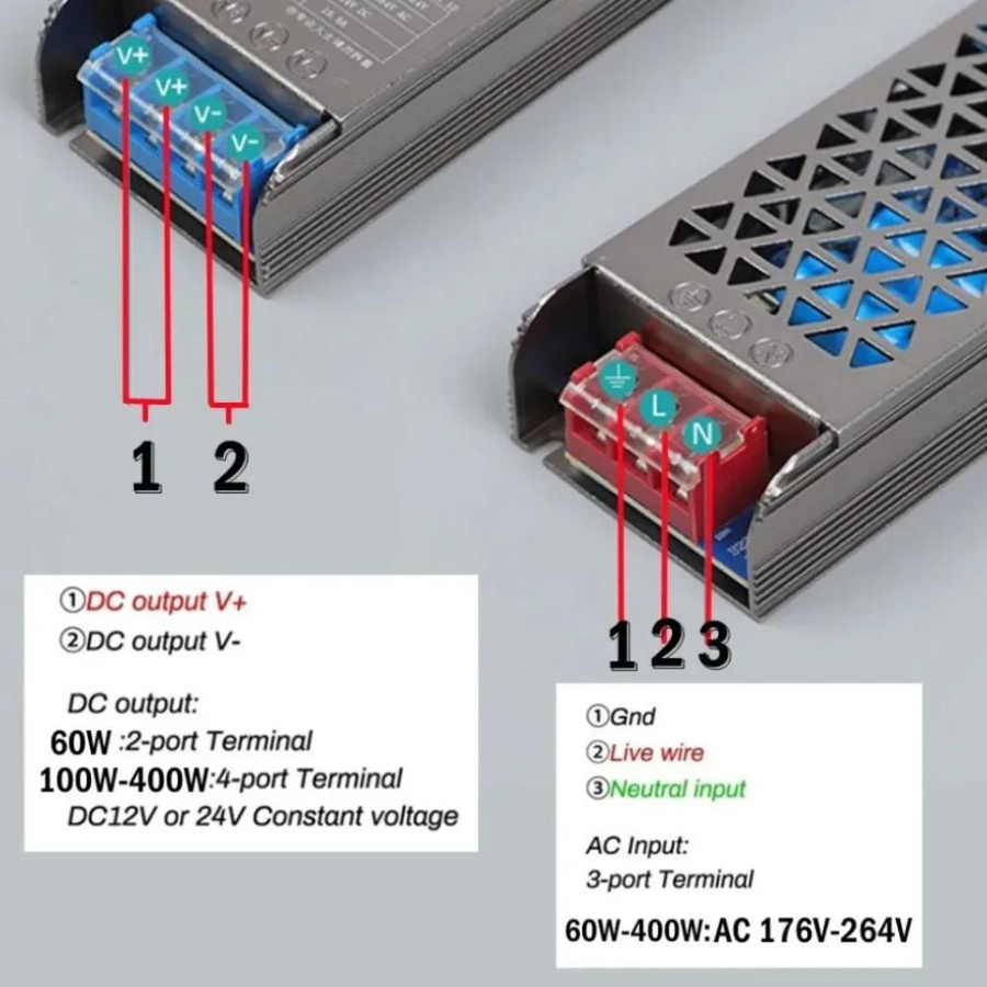 OuuZuu LED Treiber DC24V 100W Schaltnetzteil AC DC Transformator für Home Beleuchtung - Bild 2