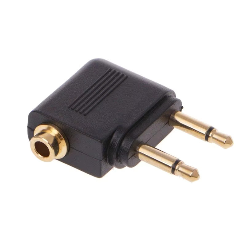 KOQZM Mono Audio Konverter 3,5 mm Flugzeug Airline Adapter Gold vernickelt Schwarz - Bild 2