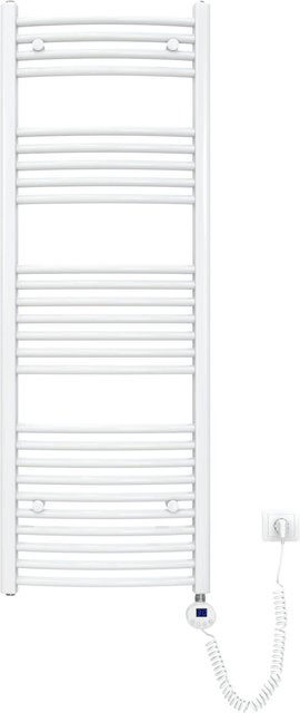 Emke Elektrischer Badheizkörper Gebogen mit Thermostat und WLAN-Steuerung, Handtuchtrockner mit Heizstab, Weiß, Höhe: 140 cm, Breite: 50 cm - Bild 1