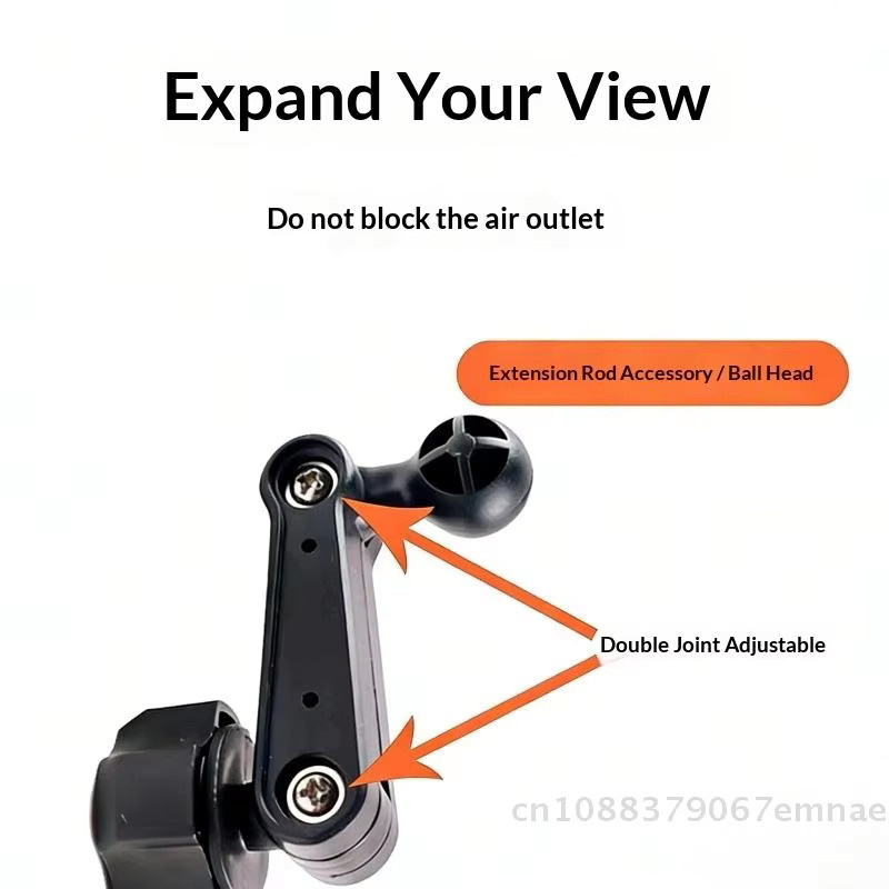 JETTING Universeller Autohandyhalter mit 17mm Kugelkopf und Verlängerungsstange, 360-Grad-Drehung und Lüftungsadapter, Schwarz - Bild 3
