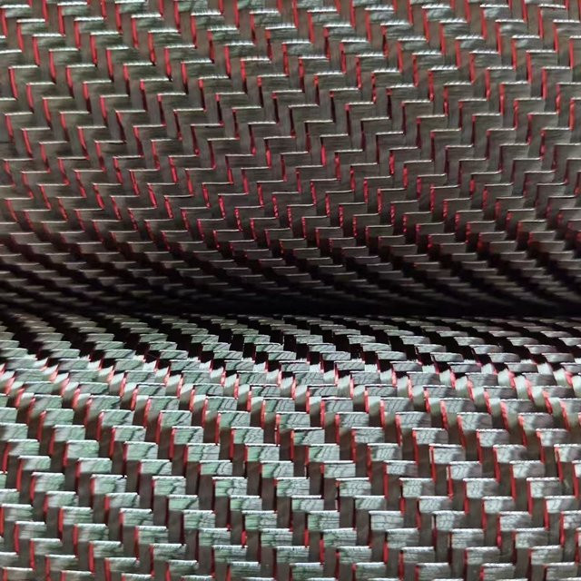 3K Echtcarbonfaser und Metalldraht gemischtes Gewebe in Twill-Bindung mit kleinen Mustern, 200g, Farben: Rot, Blau, Lila und Grün - Bild 1
