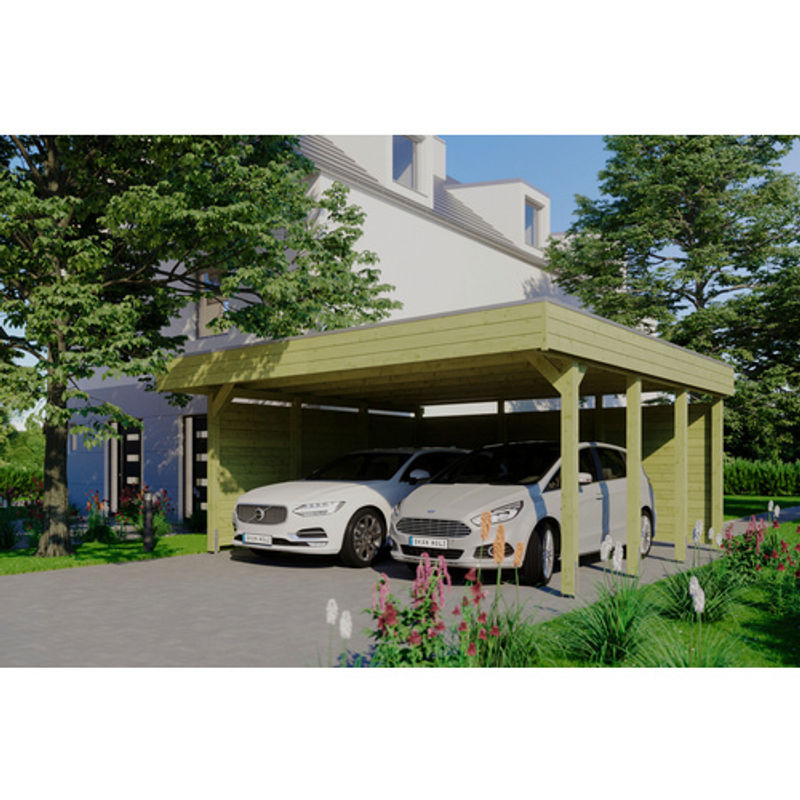 SKANHOLZ Carport Friesland Set 3, braun, B/T: 557 x 555 cm, Firsthöhe: 254 cm, imprägniert - Bild 2