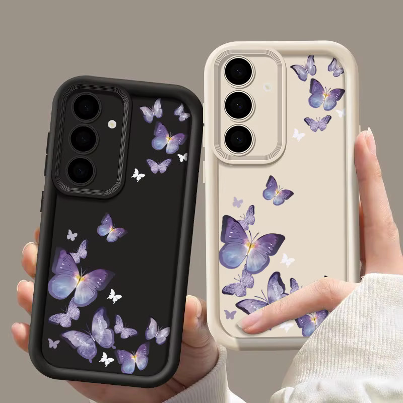 Schmetterling Soft Case für Samsung Galaxy S25 S24 S23 S22 Ultra Plus FE und A-Serie in White Multicolour - Bild 2