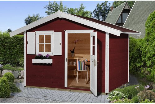 WEKA Gartenhaus 123 Gr.3 mit Satteldach aus Massivholz in Rot, B/H/T: 390 x 247 x 205 cm - Bild 3