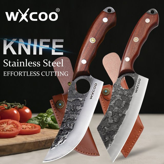 WXCOO Handgeschmiedetes Kochmesser aus Edelstahl mit Holzgriff für Fleisch und Fisch - Bild 1