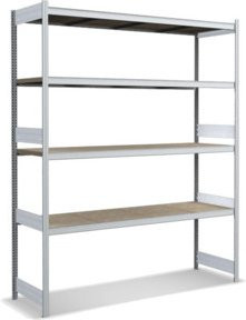 Bito Großfachregal-Set mit 4 Ebenen aus Spanplatte, Farbe Silber, B/T/H: 206,6 x 62,4 x 250,0 cm - Bild 1