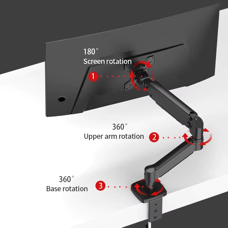 Einzelmonitor-Arm-Schreibtischhalterung für 17 bis 32 Zoll Bildschirme, Tragfähigkeit bis 10 kg, Schwarz, mit Gelenk-, Klemm- und Tüllenbasis - Bild 2
