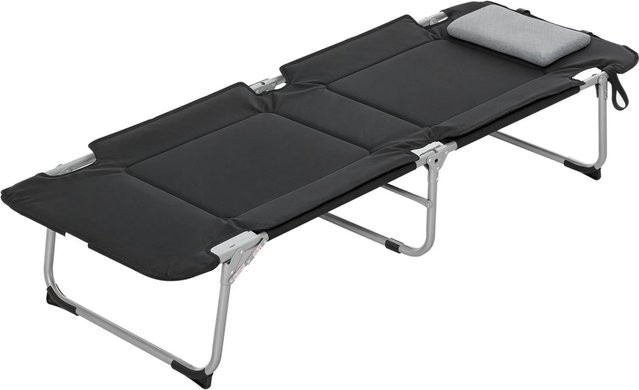 Outsunny Feldbett aus Stahl und Oxford-Gewebe mit Schaumstoff in Schwarz-Silber, Breite: 66 cm, Länge: 183 cm, Höhe: 33 cm - Bild 1