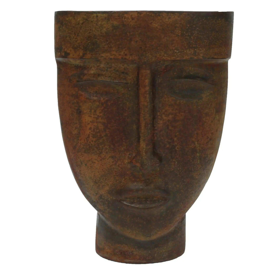 House of Nature Vase Hinton braun modern mit abstraktem Gesicht aus Metall Höhe: 29 cm - Bild 1