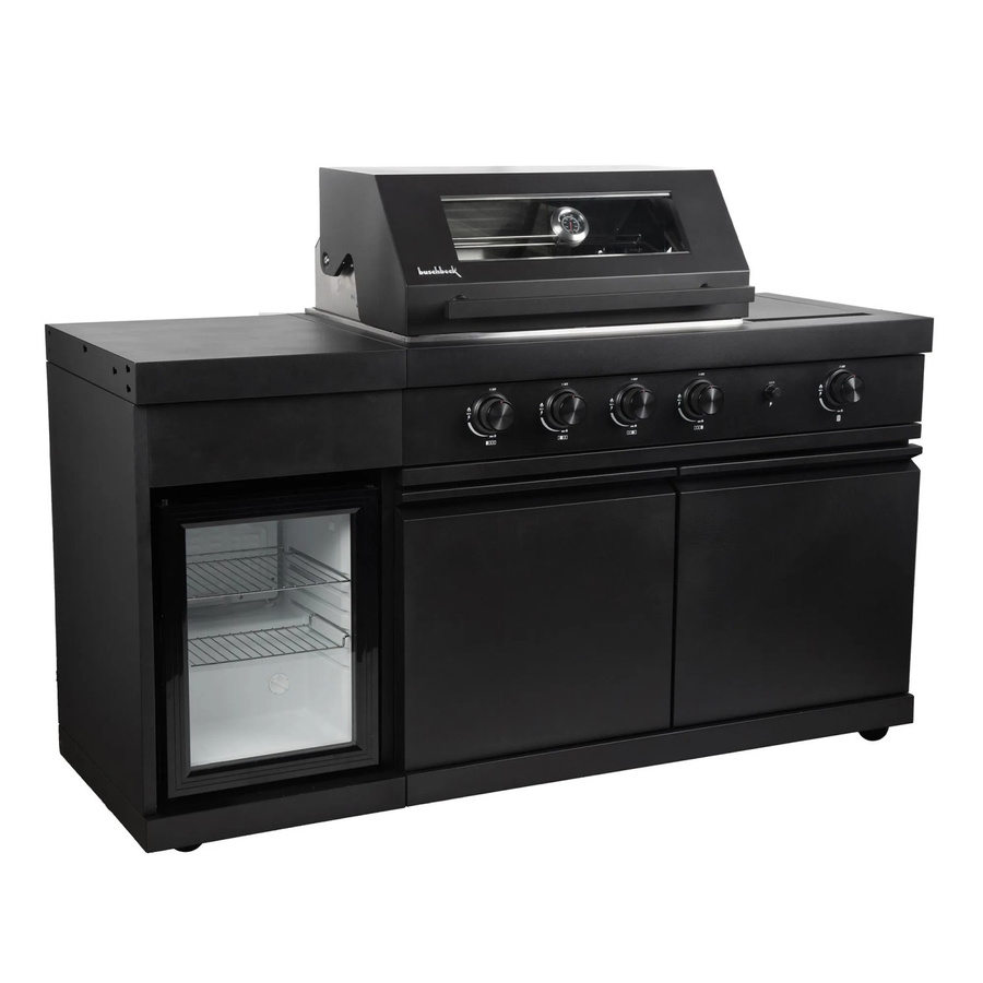 Buschbeck Outdoorküche Dublin Schwarz aus Aluminium mit Sizzle Zone, integriertem Thermometer und Getränkekühlschrank für Gas - Bild 2