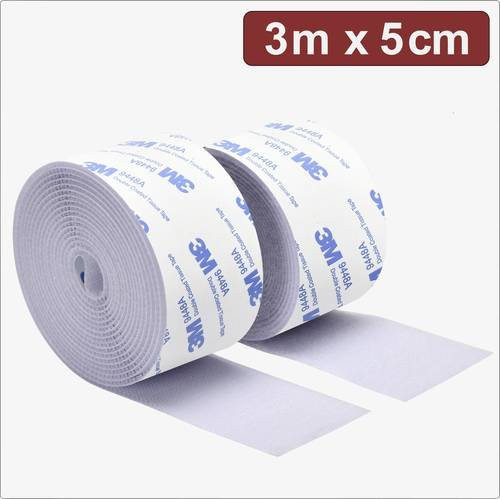 Quadrios 24CA325 Klettband zum Aufkleben mit Haft- und Flauschteil, Weiß, Länge: 3 m, Breite: 5 cm - Bild 1
