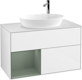 V&B Waschtischunterschrank Finion 100 mit Wandbeleuchtung in Weiß lackiert B/T/H: 100 x 50,1 x 50,1 cm - Bild 1