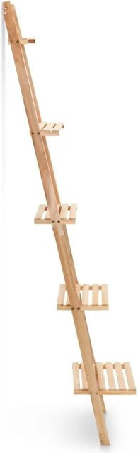 vidaXL Leiter-Wandregal aus Zedernholz in Braun oder Beige, B/T/H: 41,5 x 30 x 176 cm - Bild 1