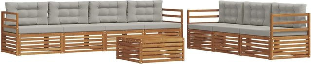 vidaXL Outdoor-Sofagarnitur 8-teilig aus Akazienholz mit Kissen in Beige und Grau - Bild 1