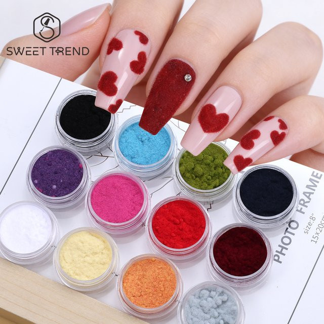 SWEET TREND Nagelpulver Samt Plüsch Glitter, 12 Stück - Bild 1