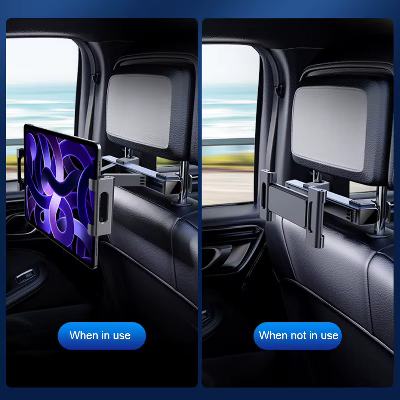 SEAMETAL Universeller Auto-Tablet-Halter für Kopfstützen mit 360-Grad-Drehung, Schwarz, passend für 4 bis 12,9 Zoll iPad und iPhone - Bild 3