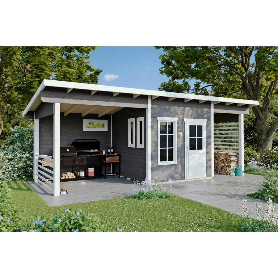 Skan Holz Gartenhaus Namur aus Nordischer Fichte mit Pultdach in Schiefergrau, B: 690 cm, H: 315 cm, T: 250 cm - Bild 2