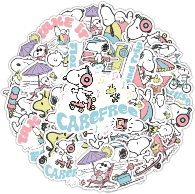 50 Stück Snoopy Cartoon Aufkleber Set, wasserfeste dekorative Sticker in Multicolour für Koffer, Notizbücher und Trinkflaschen - Bild 1