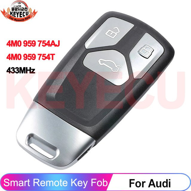 Smart 3-Tasten Fernbedienung Schlüssel Fob für Audi TT A3 A4 A5 S5 SQ5 in Schwarz und Silber (433MHz) - Bild 1