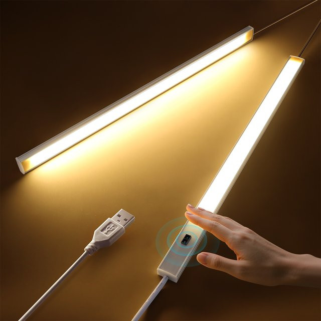 Lcamaw USB LED Bewegungsmelder Lampe aus Aluminium in Weiß mit Warmweißem Licht für Küche, Schrank und Schlafzimmer - Bild 1