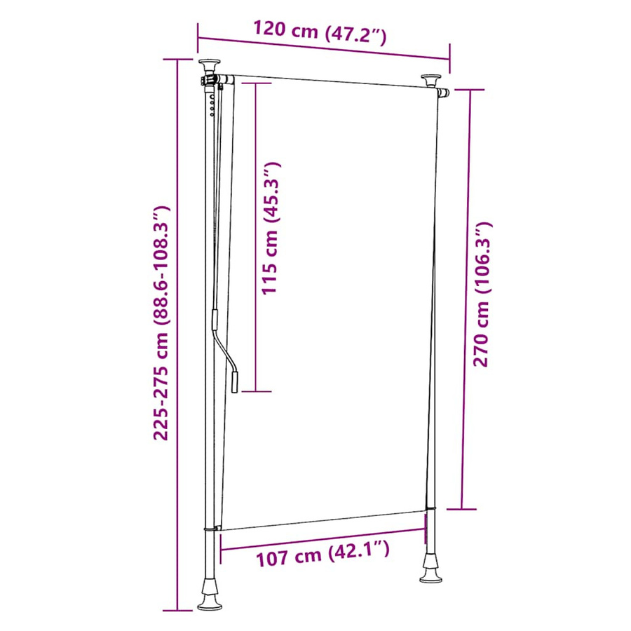 vidaXL Außenrollo Anthrazit B: 120 cm, H: 270 cm - Bild 5