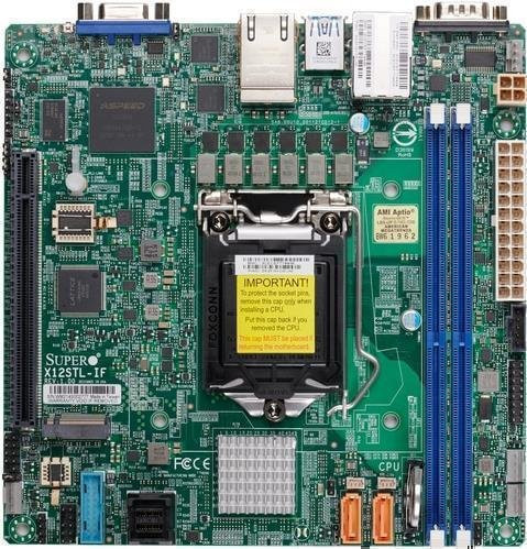Supermicro MBD-X12STL-IF Mainboard mit LGA 1200 Sockel für Intel Xeon Prozessoren, Mini-ITX Formfaktor, DDR4-SDRAM bis 3200 MHz, SATA und Ethernet/LAN - Bild 1