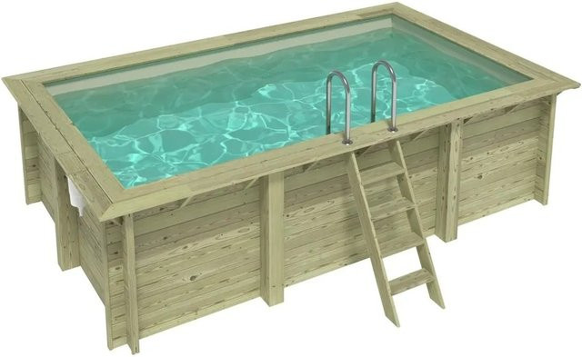 ALTANKA Holzpool Aqua rechteckig in Sandfarben mit am Beton verschraubten Stützen, B/T/H: 465 x 285 x 124 cm - Bild 1