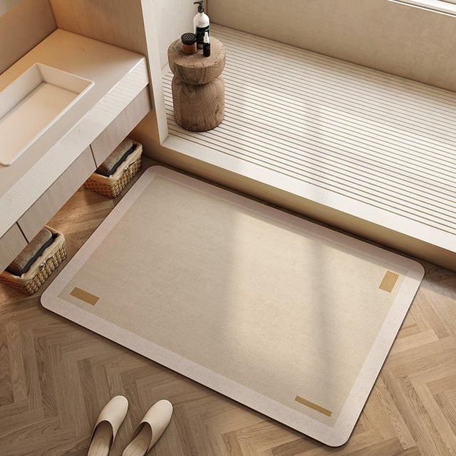 Creme Air Badezimmer Bodenmatte von Yiran Furniture in Beige, stark saugfähig, B/T: 80 x 50 cm - Bild 1