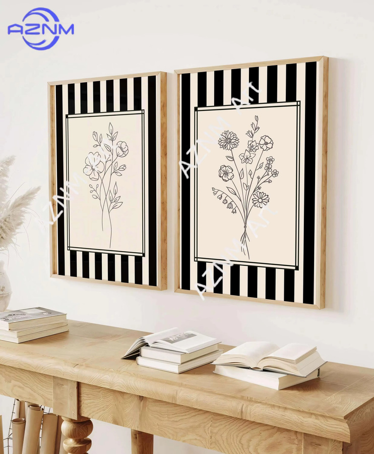 Potdemiel Minimalistische Blumen-Linienkunst Botanische Poster in Schwarz-Weiß als Moderne Wandkunst - Bild 2