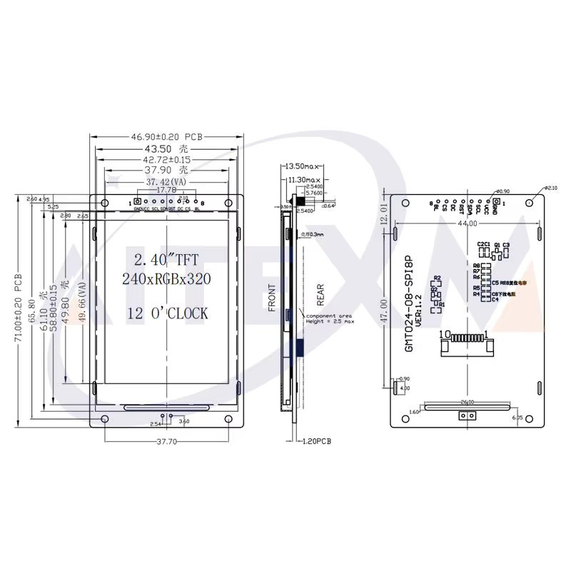 YANXD SPI TFT LCD Display Modul ST7789V/ST7796S mit 240x320 oder 320x480 Auflösung in Blau, 1,77 bis 3,5 Zoll, PCB Adapter für 5V/3,3V - Bild 4