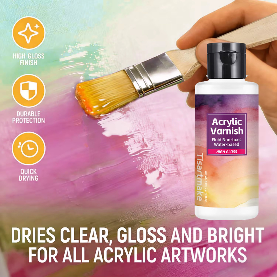 Glanzlack für Acrylmalerei in Transparent für ein nicht vergilbendes Hochglanz-Finish mit Anti-Riss-Schutz - Bild 1