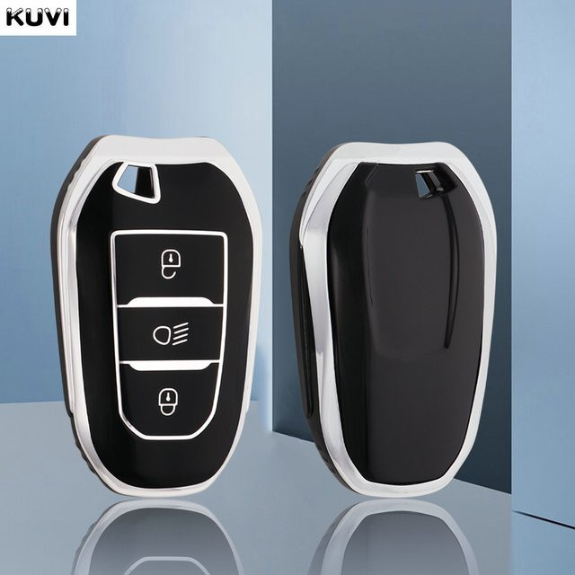 Kuvi TPU Auto Smart Key Case Cover Shell für Peugeot und Citroen in Schwarz - Bild 1