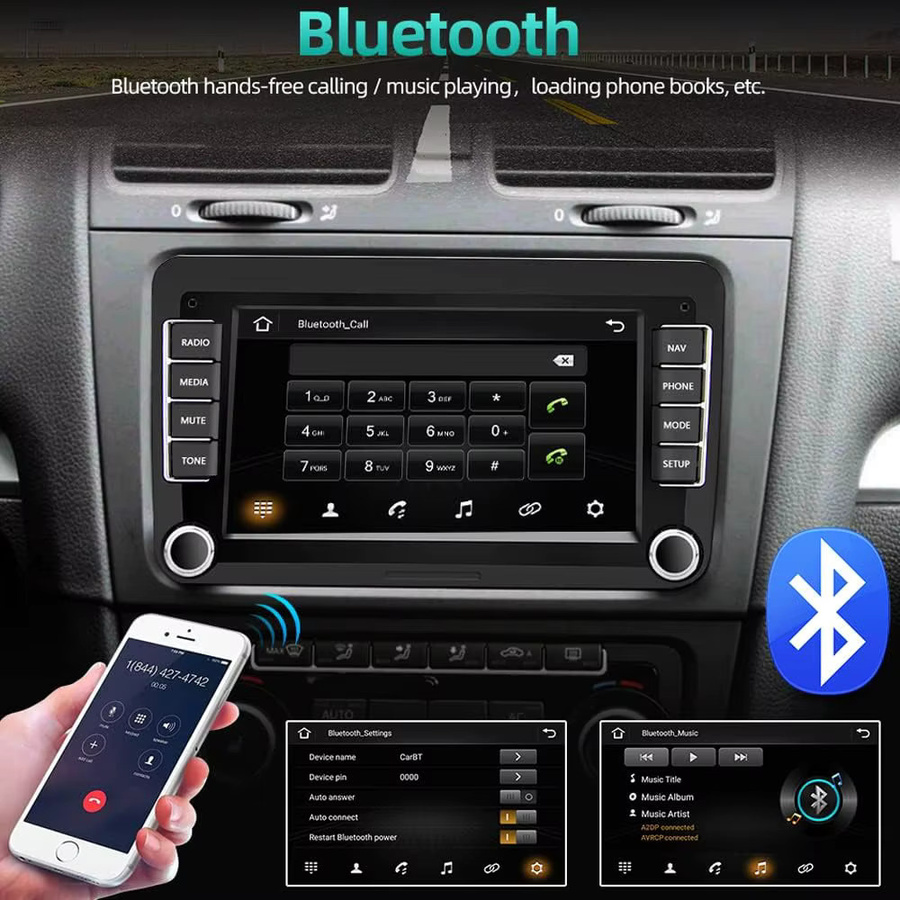 GEARELEC 2 DIN Autoradio mit Android 14, Carplay und Android Auto für VW Volkswagen Skoda Octavia Golf 5 6 Touran Passat B6 Polo Jetta, Schwarz - Bild 3