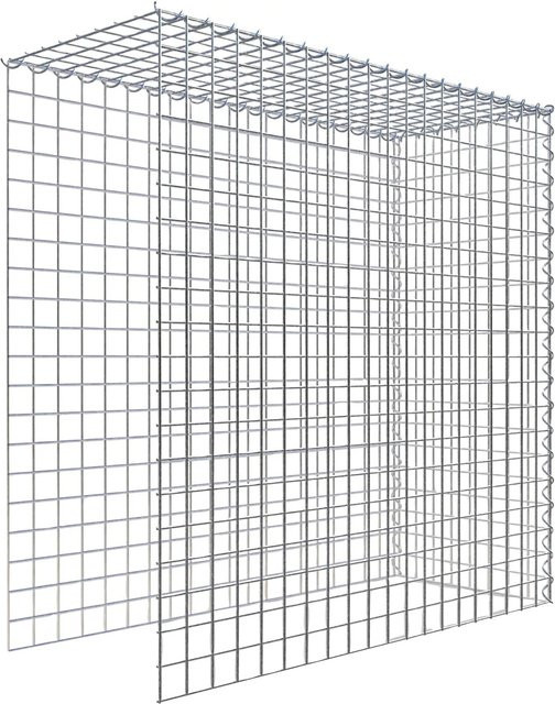 Gabiona Gabione-Anbaukorb Typ 4 in Silbergrau, B/T/H: 100 x 100 x 40 cm, Maschenweite 5 x 5 cm aus Stahl - Bild 1