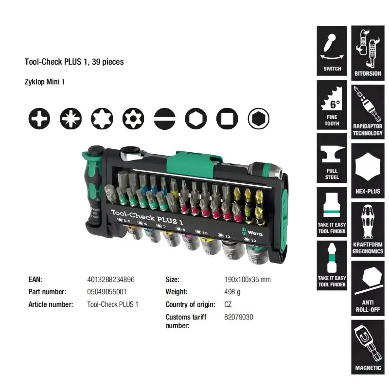 Wera Tool-Check Plus 39-teiliges kompaktes Werkzeugset mit Zyklop Mini, BiTorsion Bits und Schraubendreher-Set in Multicolor - Bild 2