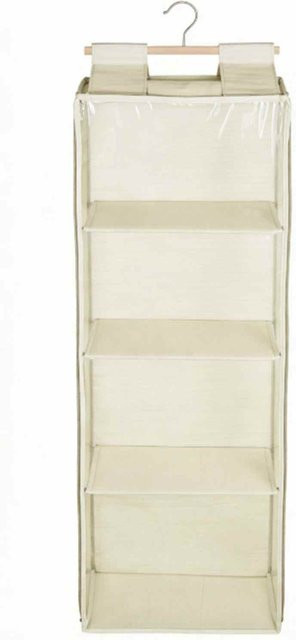 Platzsparende Spielzeugaufbewahrungstasche zum Aufhängen an der Tür mit 4 transparenten Taschen und Reißverschluss in Beige - Bild 1