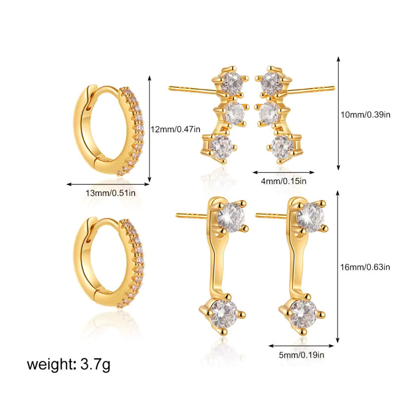 Piercing-Ohrringe, 14k vergoldet, Zirkonia, Damen - Bild 2