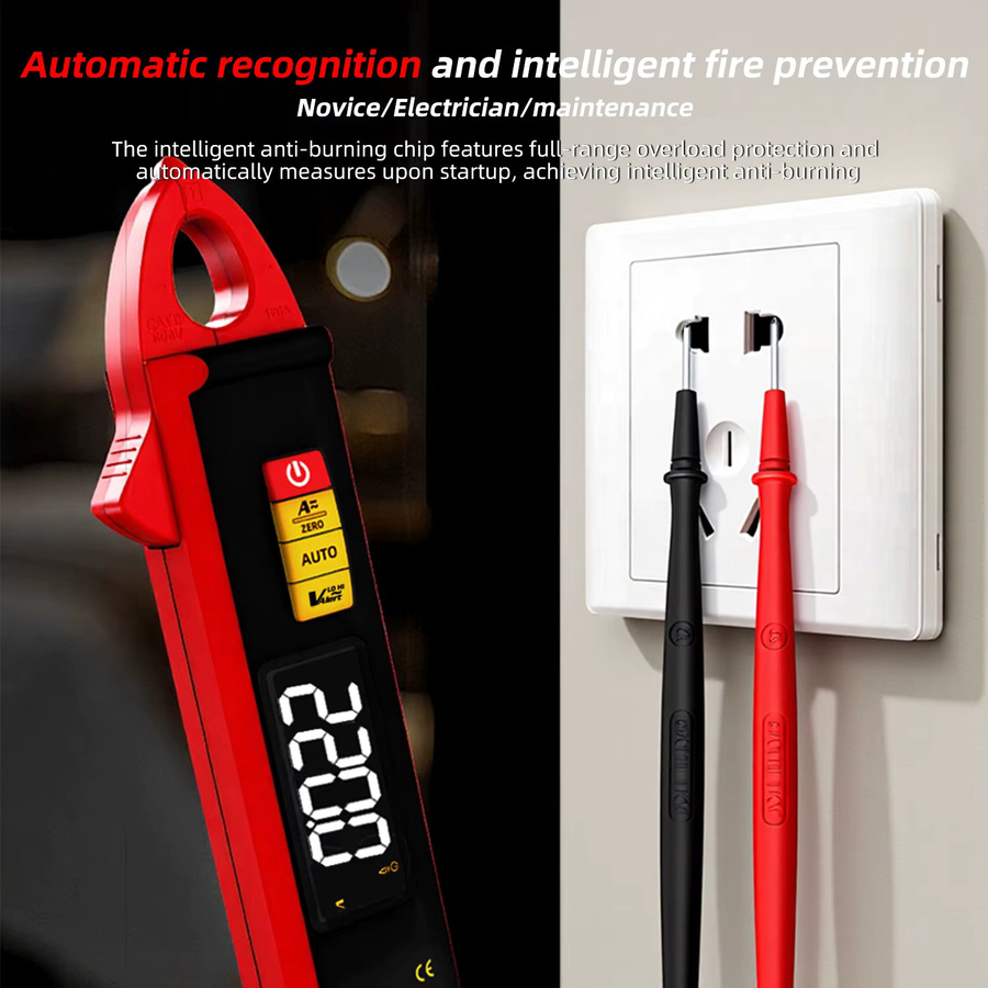 BSIDE UX1 Digitales Zangenamperemeter True RMS für DC/AC Strom, Hochpräzises Multimeter mit Temperatur-Tester, Rot - Bild 4