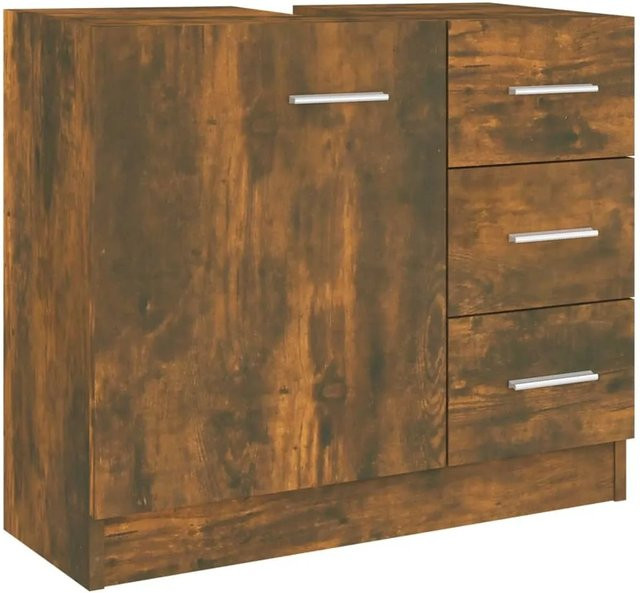 vidaXL Waschbeckenschrank aus Holzwerkstoff in Räuchereiche, Braun, B/T/H: 63 x 30 x 54 cm - Bild 1